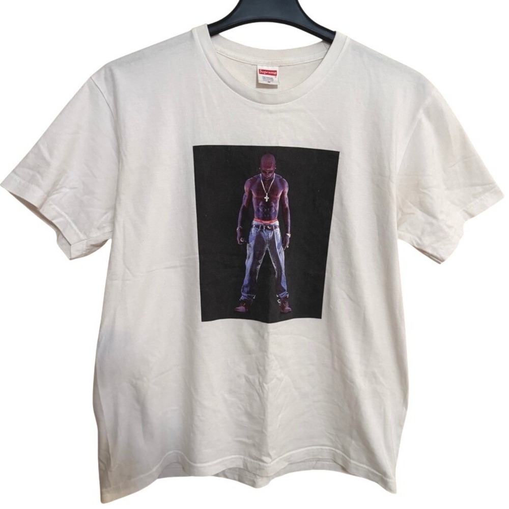 Supreme 2 Pac Hologram T Shirt Mens Medium Short Sleeve White Front Graphic RARE